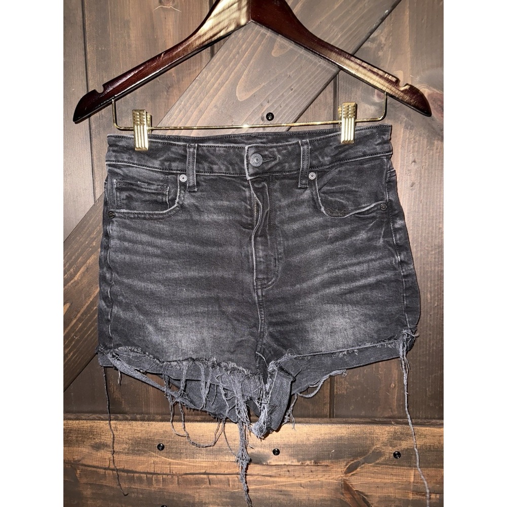 American Eagle Women's Size 4 Black‎ Mom Jean Denim Shorts Zip Fly Pockets